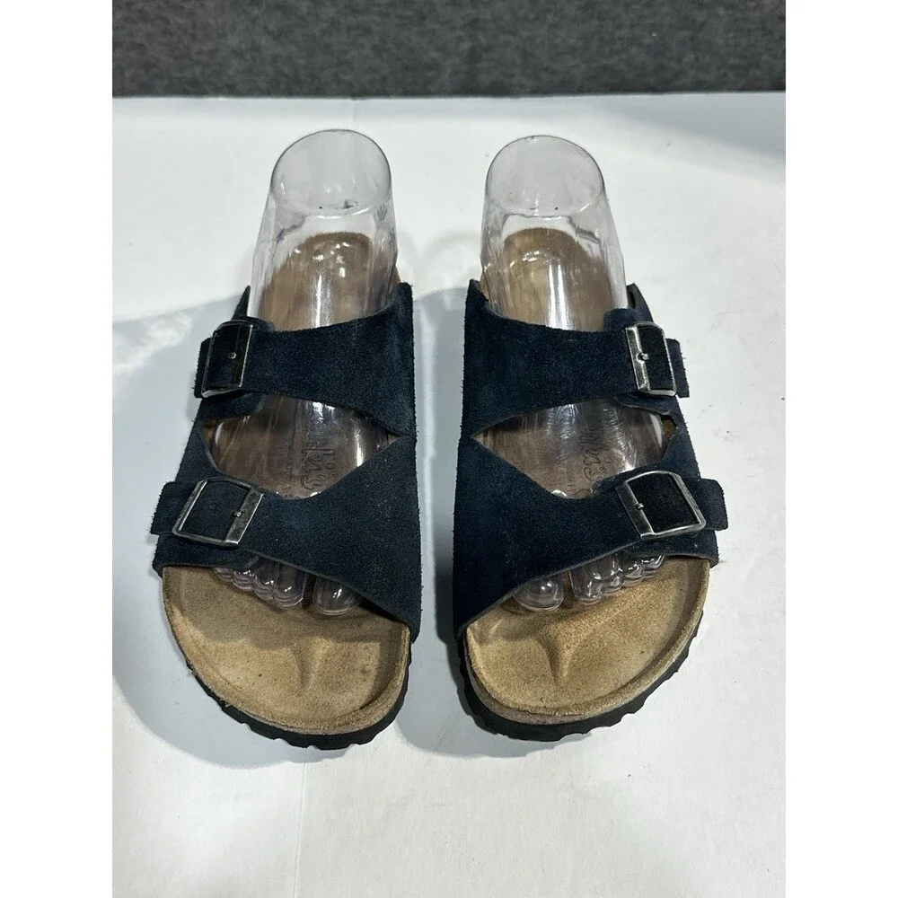 Birki’s Birkenstock Arizona Sandals Black Suede Buckles Women’s EU 39 US 8 N - Picture 4 of 10